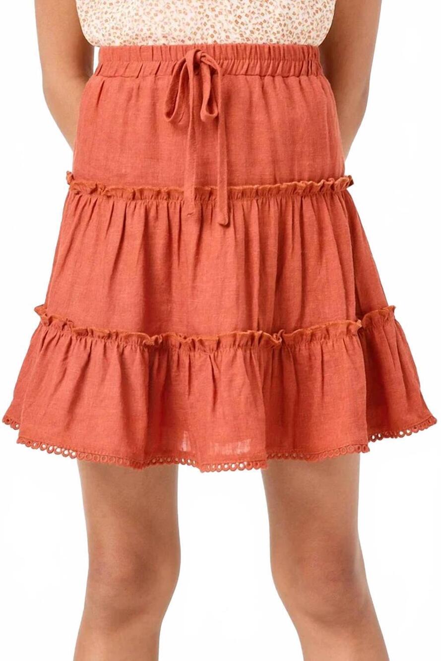 NEW DEX callie crochet hem skirt in rust